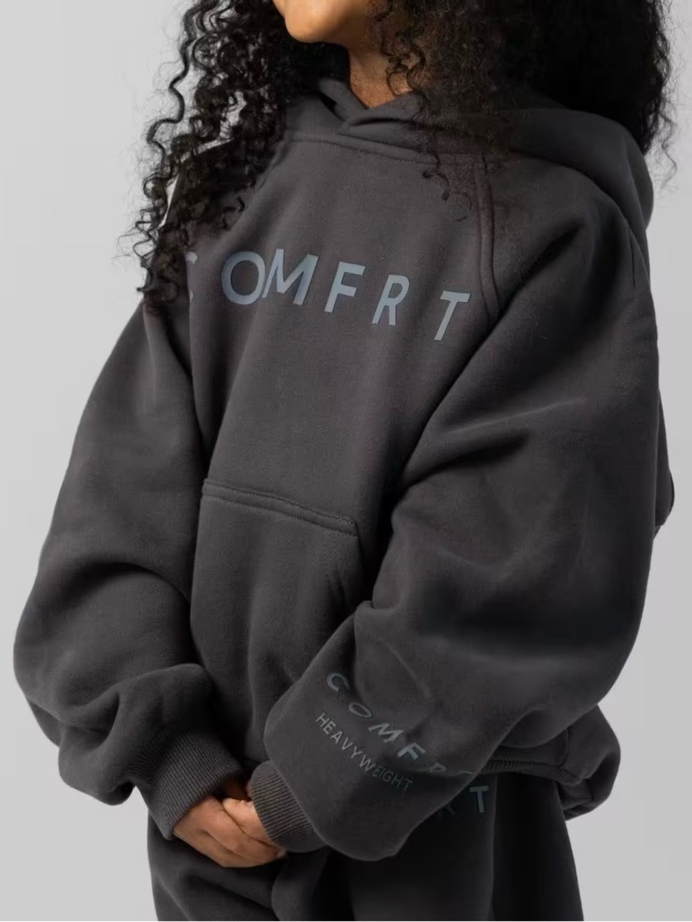 Comfrt Kids Tranquil Heavyweight Oversized Hoodie Dark Gray XS (5–6) Fleece